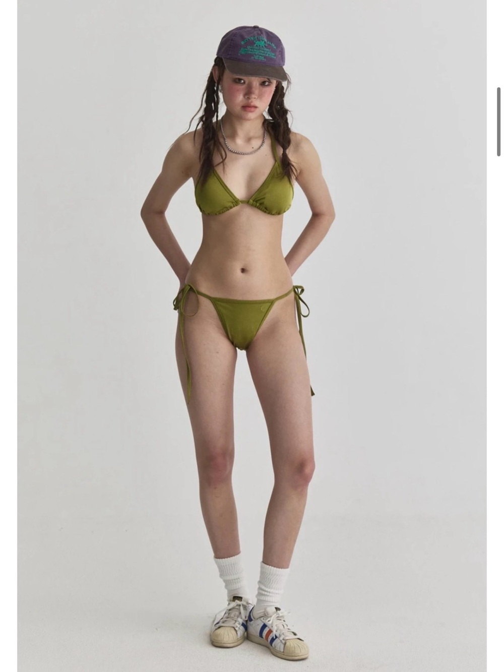 Olive Tie-Side Triangle Bikini Set - Women Swim